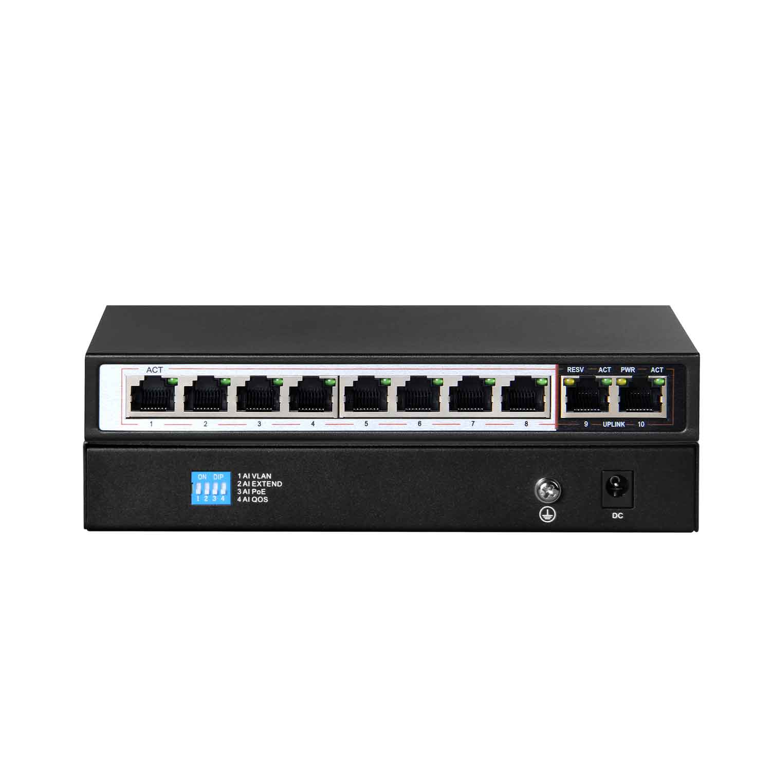 PoEポート8口+アップリンク2口 ポート構成