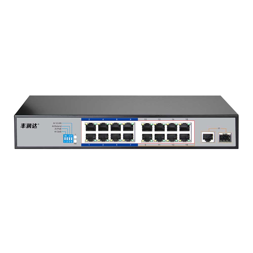 Featured image for “Gigabit Uplink 16 port PoE Switch SFP”